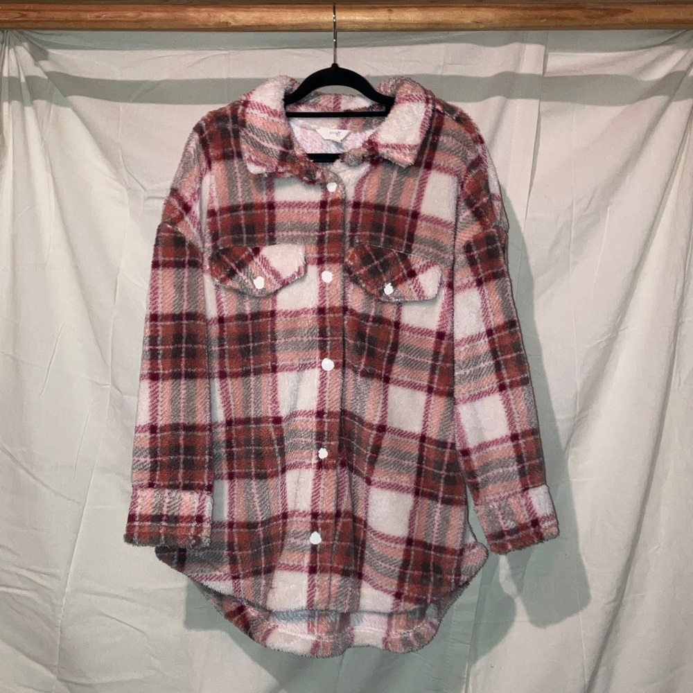 Terra & Sky Plaid Button-Up Fleece Jacket